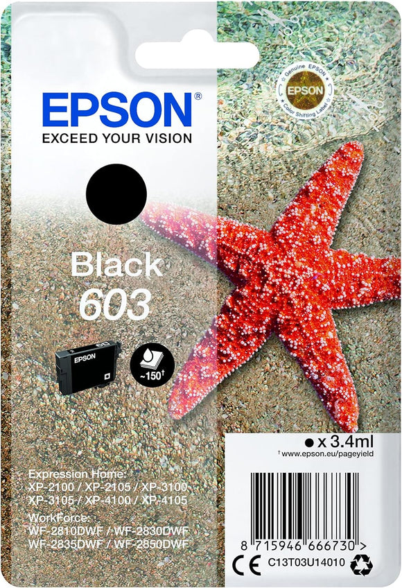 Epson 603 Black Starfish Genuine, Ink Cartridge, Standard Capacity