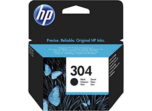 HP 304 Black Original Standard Capacity Ink Cartridge 4 ml - Ink Cartridge for Printers (Original, pigment-based ink, Black, HP, DeskJet 3720, DeskJet 3730, N9K06AE)