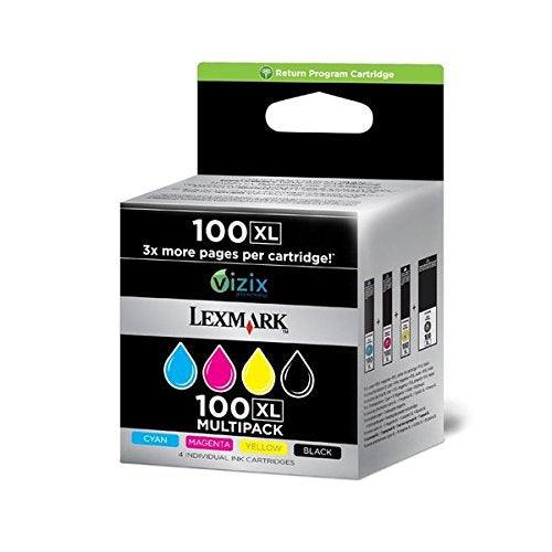 Lexmark No. 100XL High Yield Return Program Multipack Ink Cartridge - Black/Cyan/Magenta/Yellow