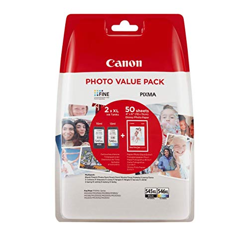CANON PG-545XL/CL-546XL Photo Value Ink Cartridge, Black/Yellow/Magenta/Cyan