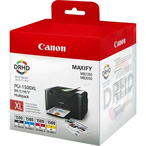 Canon PGI1500XL BK/C/M/Y Multipack Ink 4 Cartridges Original black/cyan/Magenta/yellow, XL