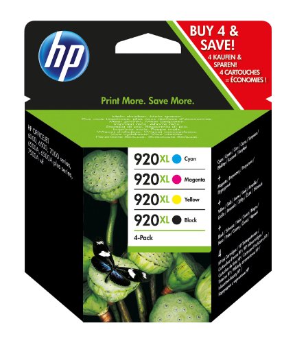 HP C2N92AE 920XL High Yield Original Ink Cartridges, Black/Cyan/Magenta/Yellow, Multipack