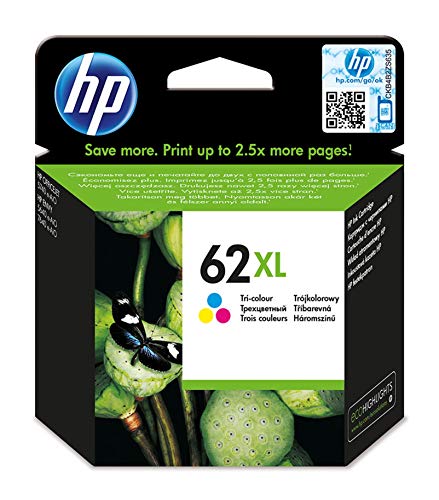 HP C2P07AE 62XL High Yield Original Ink Cartridge, Tri-color, Single Pack