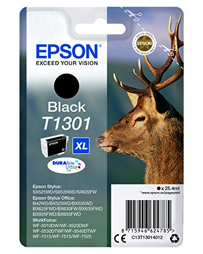 Epson T1301XL Black Stag Genuine High Yield DURABrite Ultra Ink Cartridge, Amazon Dash Replenishment Ready