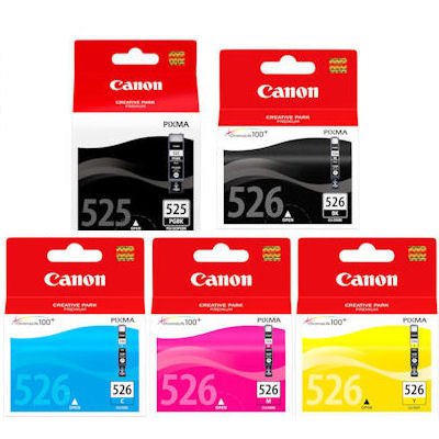 Set of 5 Original Boxed Genuine Canon Ink Cartridges for Pixma MG5250 Printers