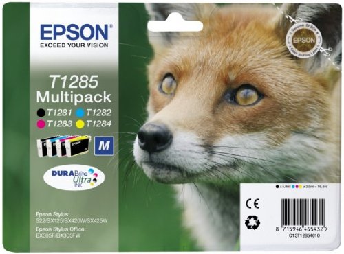 Epson Multipack T1285 4 Colours - Ink Cartridge for Printers (Original, Pigment-based Ink, Black, Cyan, Magenta, Yellow, Epson, Epson Stylus S22/SX125/SX130