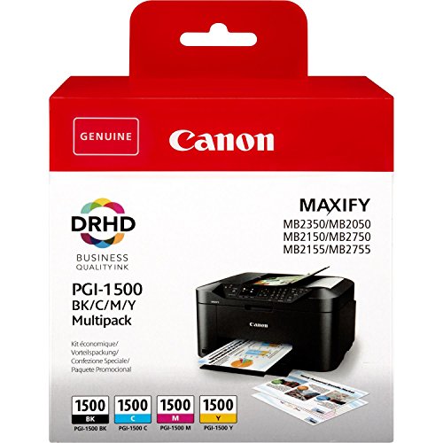 Canon PGI-1500 Inkjet Cartridge - Black/Yellow/Magenta/Cyan (Pack of 4)