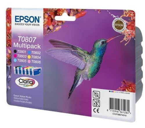 Epson Inkjet Cartidge Multipack Black and 5 Colours Ref T08074010 [Pack 6]