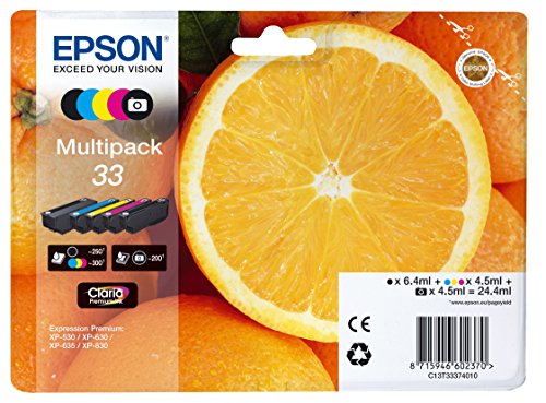 Epson 33 Oranges Genuine Multipack, 4-colours Ink Cartridges, Claria Premium Ink, Amazon Dash Replenishment Ready