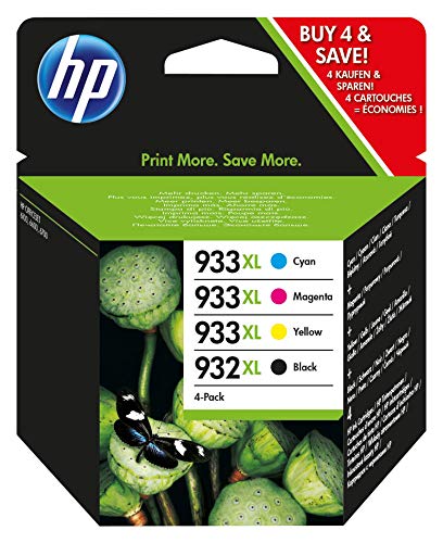 HP C2P42AE 932XL/933XL High Yield Original Ink Cartridges, Black/Cyan/Magenta/Yellow, Multipack