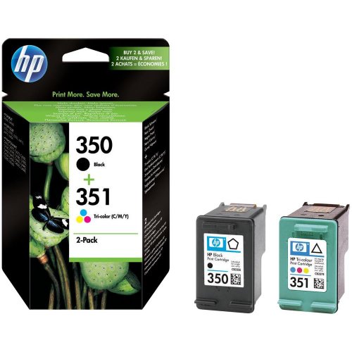 HP 350 Black/351 SD412EE Tri-colour 2-pack Original Ink Cartridges Easy Mail Packaging - Foil Inks - No retail box