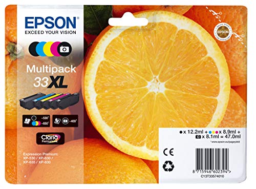 Epson C13T33574021 Multi-pack XL Original Inkjet Cartridges - Multi-pack (Black, Yellow, Magenta, Cyan) (Pack of 5)