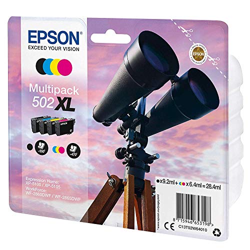 Epson 502XL Binoculars Genuine High Yield Multipack, 4-colours Ink Cartridges, Amazon Dash Replenishment Ready
