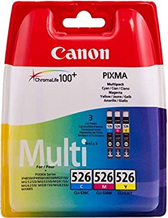 Canon CLI-526 (4541B006) Ink Cartridges Cyan Magenta Yellow Multipack
