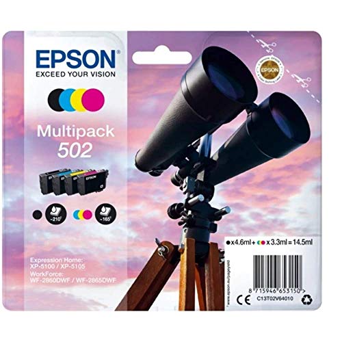Epson 502 Binoculars Genuine Multipack, 4-colours Ink Cartridges, Amazon Dash Replenishment Ready