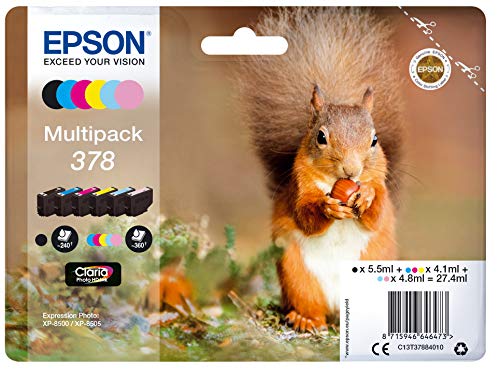 Epson 378 Squirrel Genuine Multipack, 6-colours Ink Cartridges, Claria Photo HD Ink, Amazon Dash Replenishment Ready