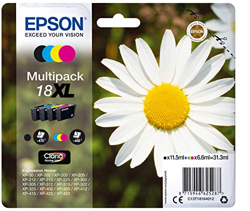 EPSON 18XL - 4-pack - XL - black yellow cyan magenta - original - blister - ink cartridge - for Expression Home XP-212 215 225 312 315 322 325 412 415 422 425 - C13T18164012 (Consumables > Ink and Ton