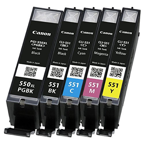 5 x Original Ink Cartridge Canon PGI550/CLI551 for Canon Pixma MG 6650 - BK, PBK, Cy, Ma, Ye-