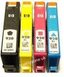 4 Genuine HP 920xl Cyan, Magenta, Yellow, hp 920 black Original Ink Cartridges