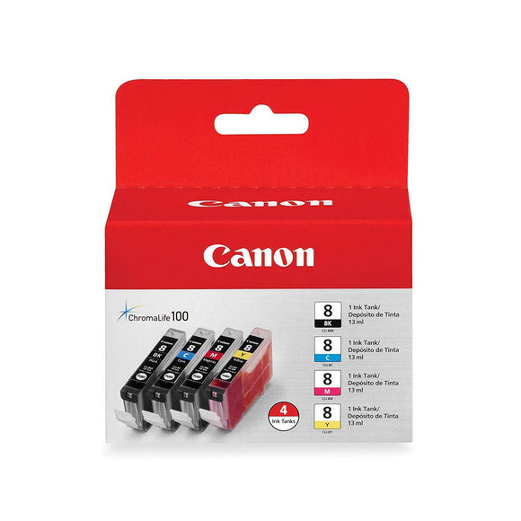 4 Genuine Canon CLI8 Inks Cli-8BK, Cli-8C Cli-8M, Cli-8Y Canon cli 8 Original UK
