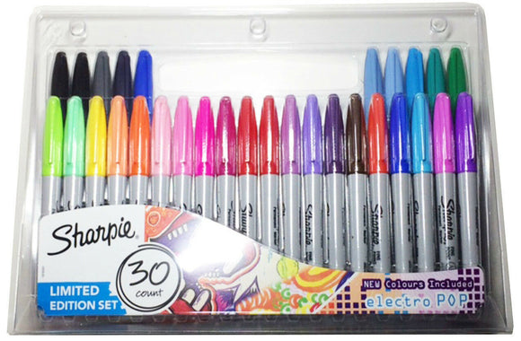 Sharpie Permanent Marker Pens 30 Multi Colour Pack Fine Point - Limited Edition