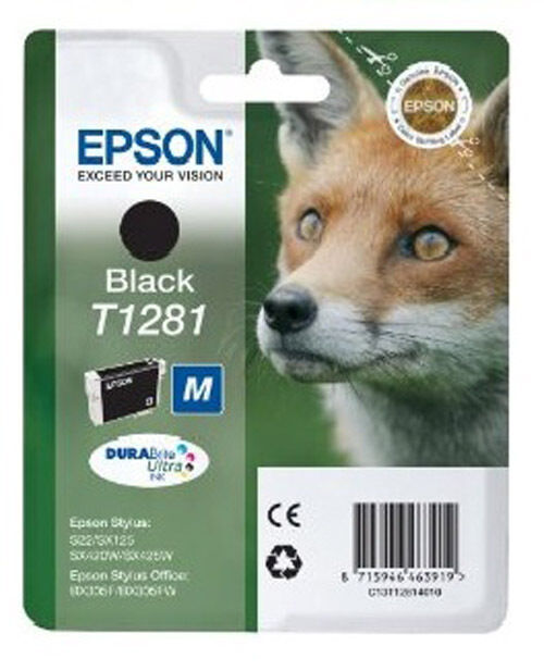 T128140 Genuine Original Epson T1281 DuraBrite Ultra Fox Ink Printer Cartridge