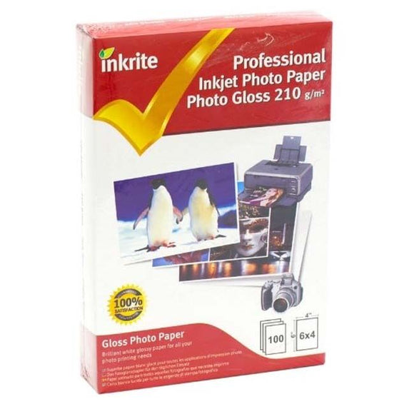 A6 INKRITE INKJET Printer PHOTO PAPER100 SHEETS GLOSS / GLOSSY 210 GSM 6X4 Size