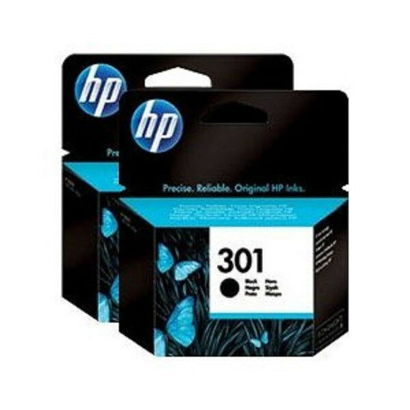 2 X HP 301 Black Ink Cartridge 3050a 2050a 1050a 3050 2050 1050 1000 Print Twin