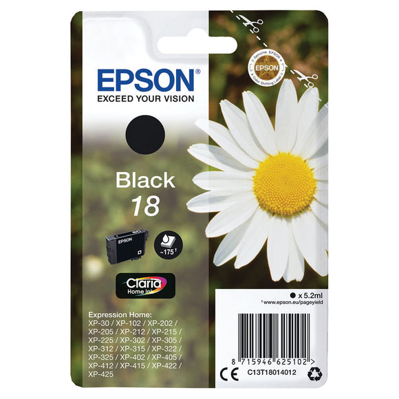 T1801 Epson 18 Black Original Printer Ink Cartridge Daisy Series C13T18014012 UK