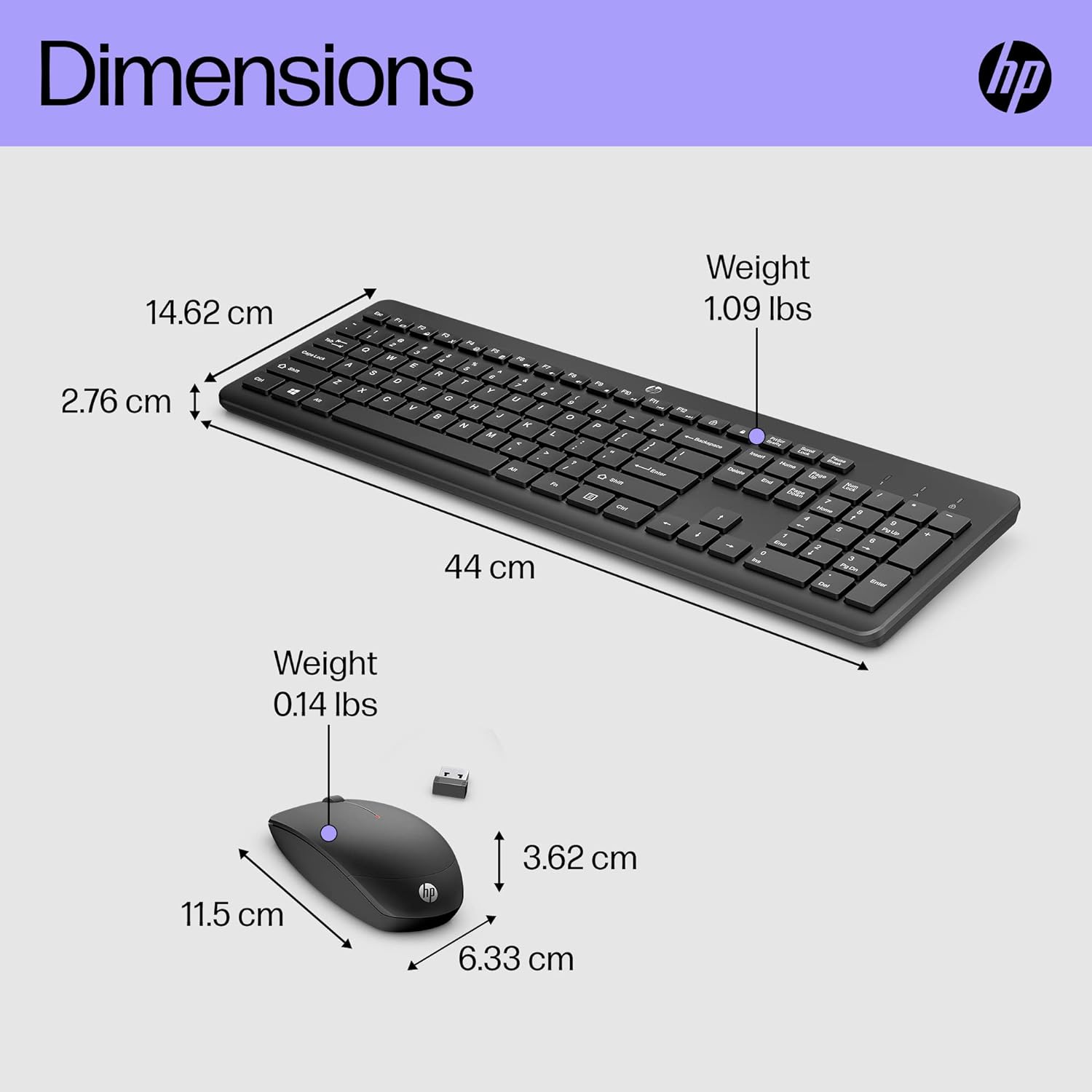 Tastiera E Mouse Wireless HP - Connessione USB 2.4 GHz, Tastiera Silenziosa, Batteria Lunga Durata | Per Ufficio E Casa, Nero Opaco