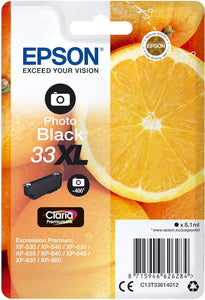 Epson 33XL Photo Black Oranges High Yield, Genuine, Claria Premium Ink
