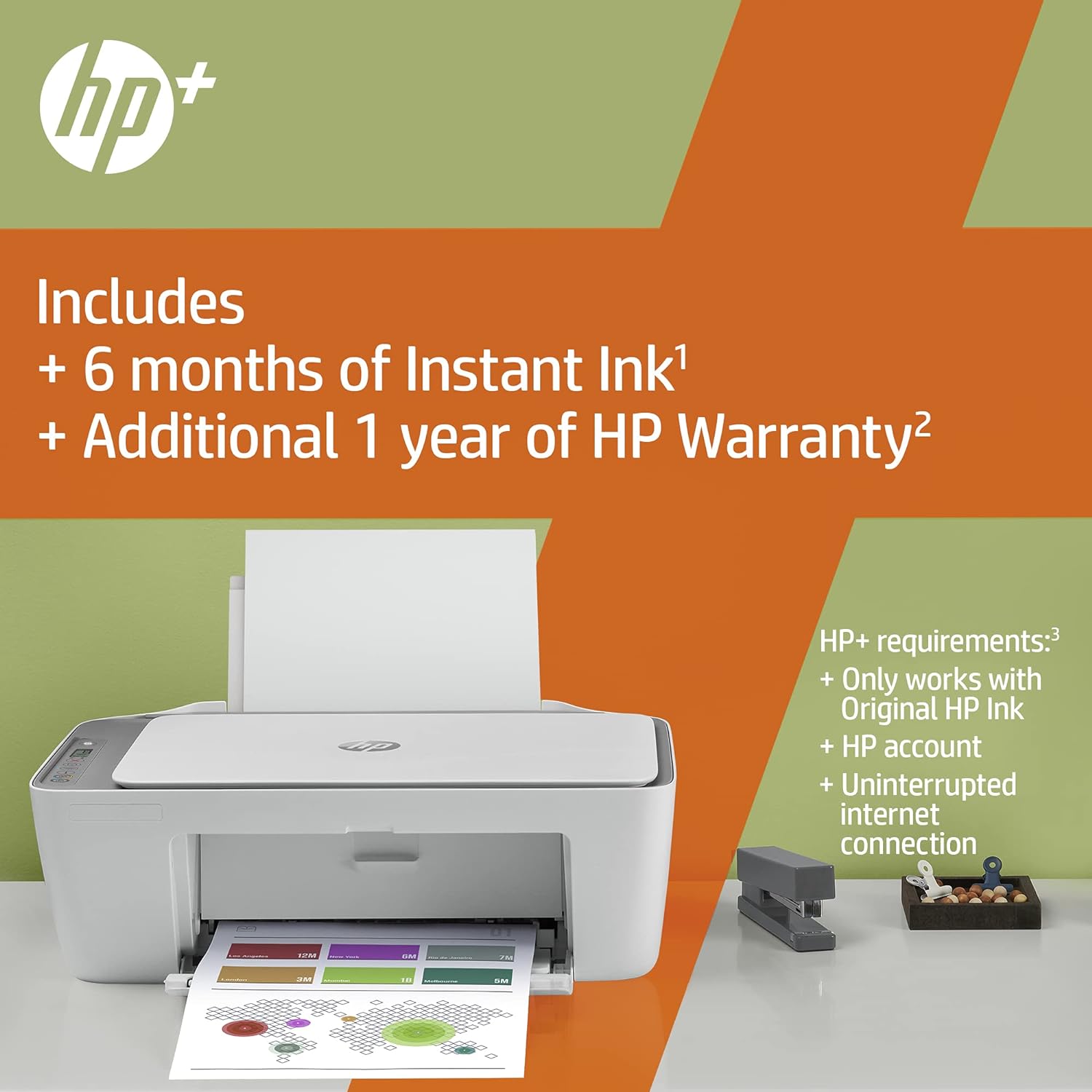 HP DeskJet 2820e All-in-One Colour Printer with 6 months of instant Ink with HP+, White