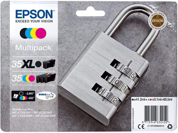 Epson 35XL MPACK Ink (XL BKundSTD cm, Black, Cyan, Magenta, Yellow)