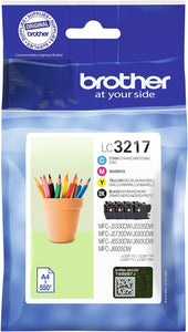 Brother LC-3217BK/LC-3217C/LC-3217M/LC-3217Y Inkjet Cartridges, Black/Cyan/Magenta/Yellow, Multi-Pack, Standard Yield, Includes 4 x Inkjet Cartridges, Brother Genuine Supplies