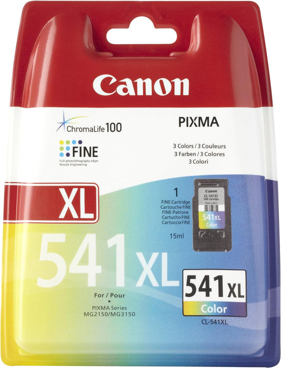 Canon Genuine High Capacity 1 x CL-541XL Tri-colour Ink Cartridge - Containing 15ML of Printer Ink / Suitable for Canon PIXMA MX, MG and TS series printers