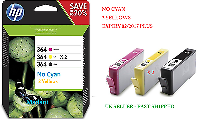 HP 364 Original Inks Cartridges 4 Pack Black *2x Yellow* Magenta For 3070 5510 4