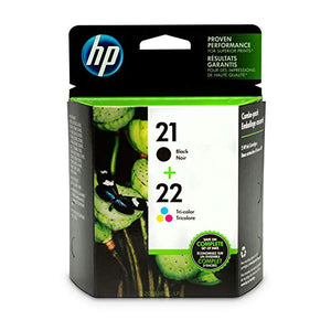 HP SD367AE 21/22 Original Ink Cartridges, Black and Tri-Colour (Cyan, Magenta, Yellow), Pack of 2