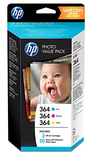 HP T9D88EE 364 Series Photo Value Pack, 50 Sheets/10 x 15 cm, Cyan/Magenta/Yellow, Multipack