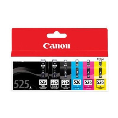 Genuine Original Canon PGI525PBK Black CLI526 Cyan Magenta Yellow & Black inc. 2x PGI-525PGBK Black 1x CLI-526C Cyan 1x CLI-526M Magenta 1x CLI-526Y Yellow & 1x CLI-526BK Black Ink Cartridge For PIXMA iP4820, iP4850, iP4920, iP4950, MG5120, MG5150, MG5