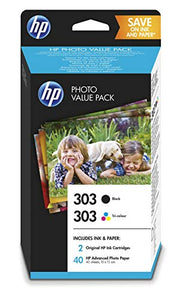 HP Z4B62EE 303 Photo Value Pack, Black and Tri-Colour, Multipack