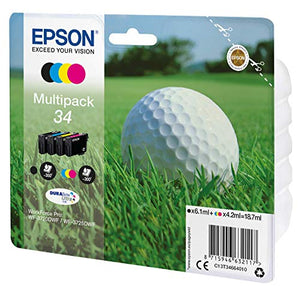 Epson 34 Golfball Genuine Multipack, 4-colours DURABrite Ultra Ink Cartridges, Amazon Dash Replenishment Ready