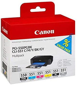 Canon Pgi -550 bk / Cli551 - Multicolour 6 Ink Cartridges