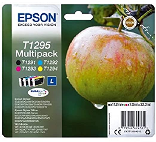 Epson T1295 Black & Colour High Capacity Ink Cartridge 4 Pack (Original)