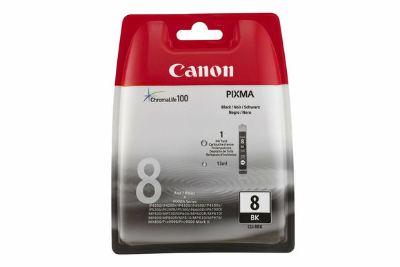 Original Canon Pixma iP4200 iP4300 iP4500 iP7600 Ink Cartridges CLI-8BK Black BL