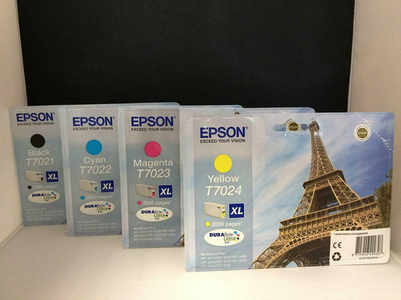 EPSON Genuine T7021 T7022 T7023 T7024 Black Cyan Magenta Yellow Ink Cartridges