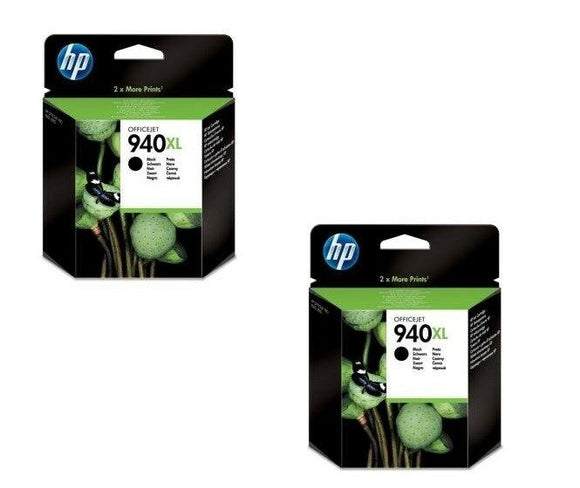 2 x HP 940XL HP940XL BLACK ORIGINAL INK CARTRIDGES C4906A C4906AE PRO 8000 8500