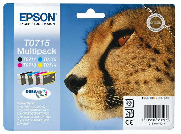Genuine Epson T0715 Ink cartridges Original Cheetah set T0711 T0712 T0713 T0714
