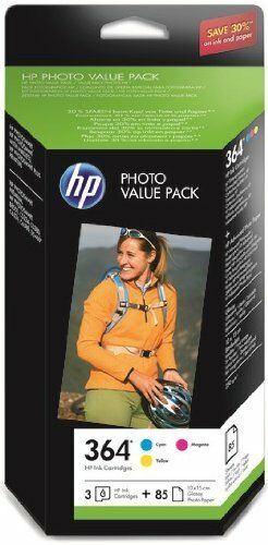 Genuine HP 364 Pack, Cyan, Magenta, Yellow, 85 sheets 6x4 photo paper 2017 EX BN