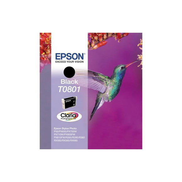 GENUINE EPSON ORIGINAL T0801 BLACK INK CARTRIDGE RX560 RX585 RX685 PX650 PX700W