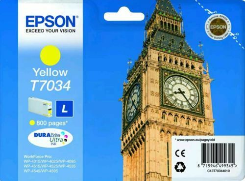 GENUINE EPSON T7034  YELLOW INK CARTRIDGE LARGE C13T70344010 XL WP-4525 WP-4535